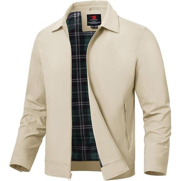 Mens Lightweight Jacket Casual Windbreaker Water Resistant Full Zip Spring Fall - Picture 7 of 7